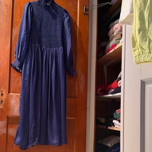 Chic Long Sleeve Navy Dress